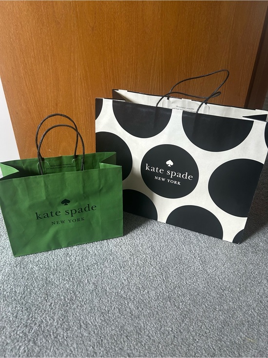 kate spade Handbags - kate spade Green and Black Polka Dot Paper Shopping Bags
